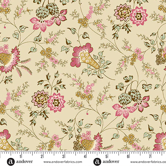 Andover Holbrook 1538 R Pink & Yellow Lisa By The Yard