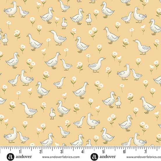 Andover/Makower Little Ones MU190 Y Yellow Ducks By The Yard