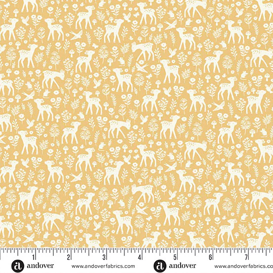 Andover/Makower Little Ones MU193 Y Yellow Deer By The Yard