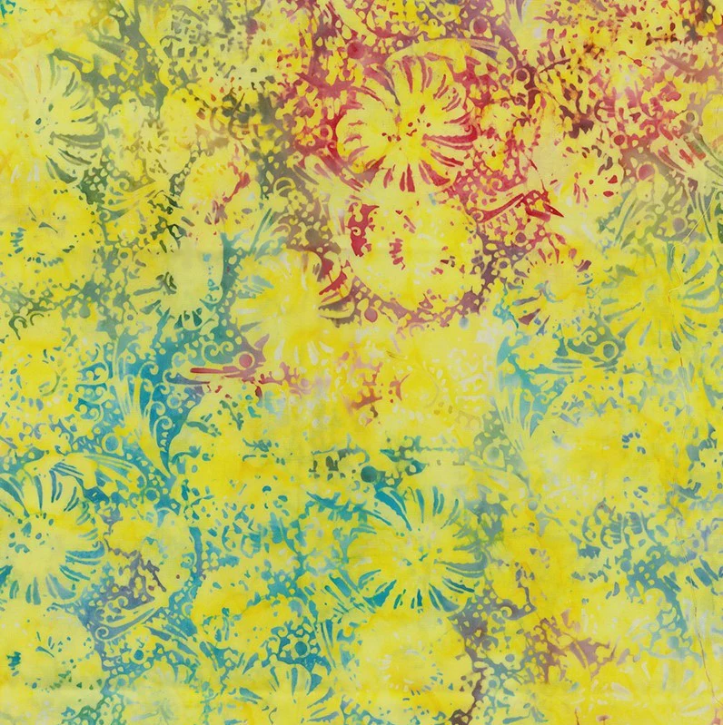 Banyan Batiks Flutter 80720 54 Sunshine Yellow Scroll Flower By The Yard