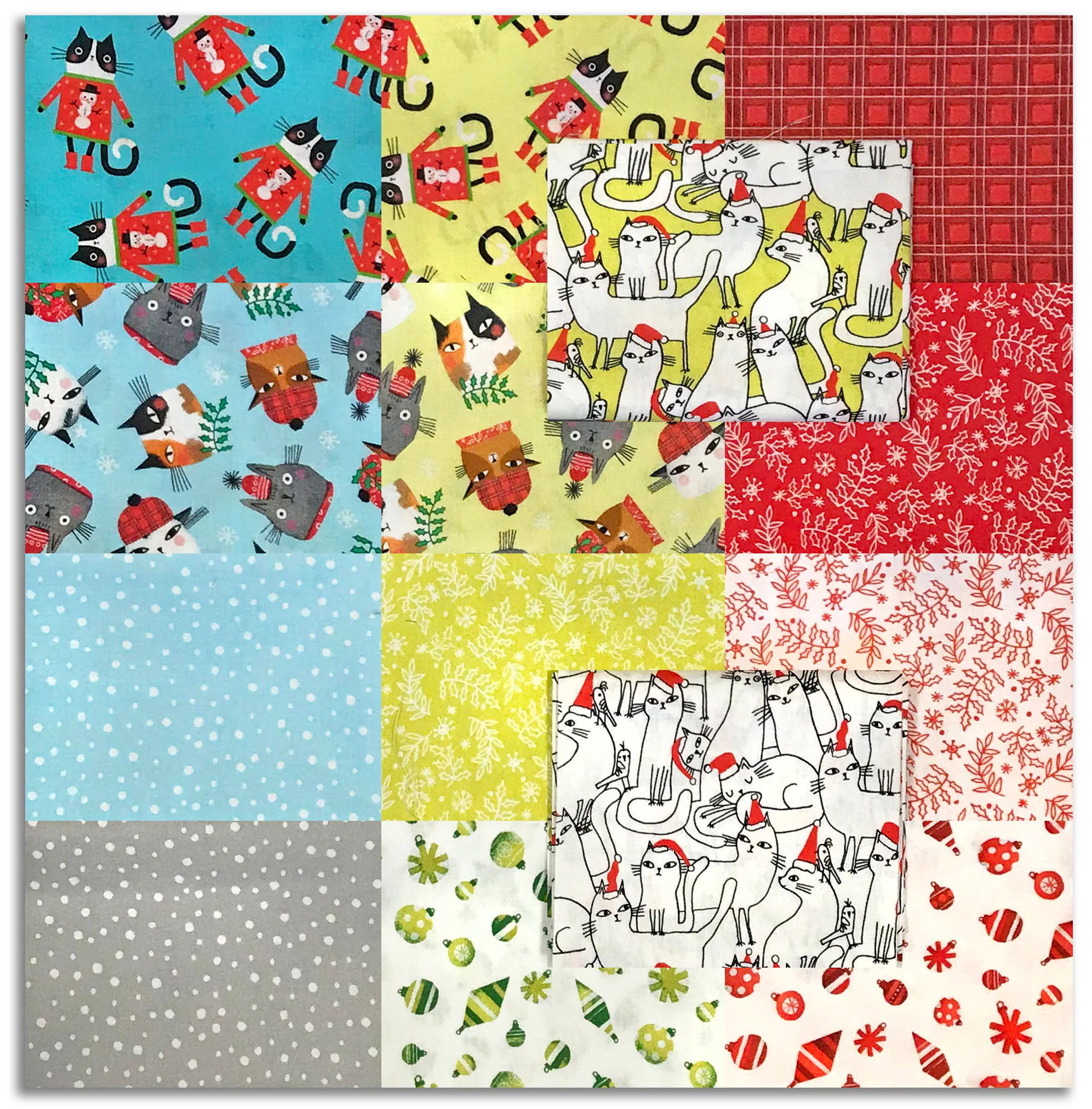 Benartex Pre-Cut 14 Piece Fat Quarter Bundle - FQMEOPK - Meowy Christmas - Image 2