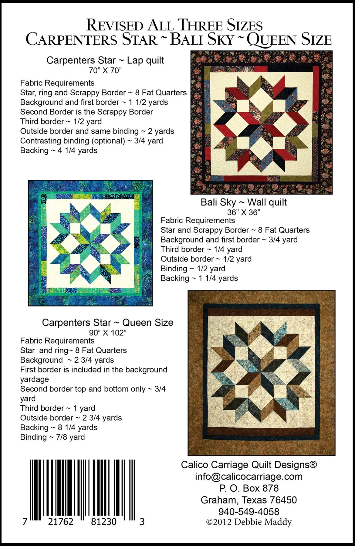 CARPENTER'S STAR REVISED - Calico Carriage Quilt Designs Pattern CCQD150 DIGITAL DOWNLOAD - Image 2