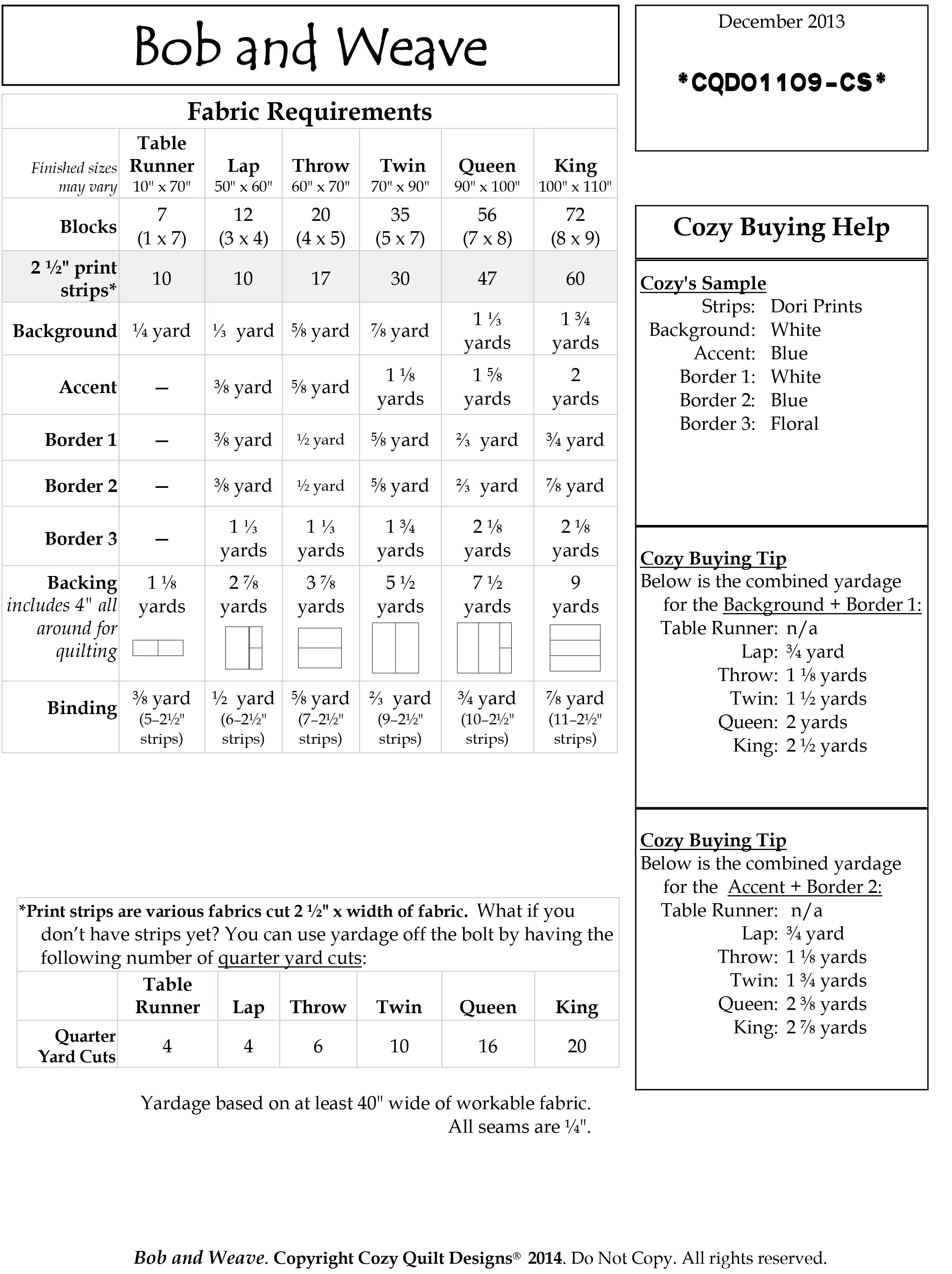 BOB AND WEAVE - Cozy Quilt Designs Pattern - Image 2