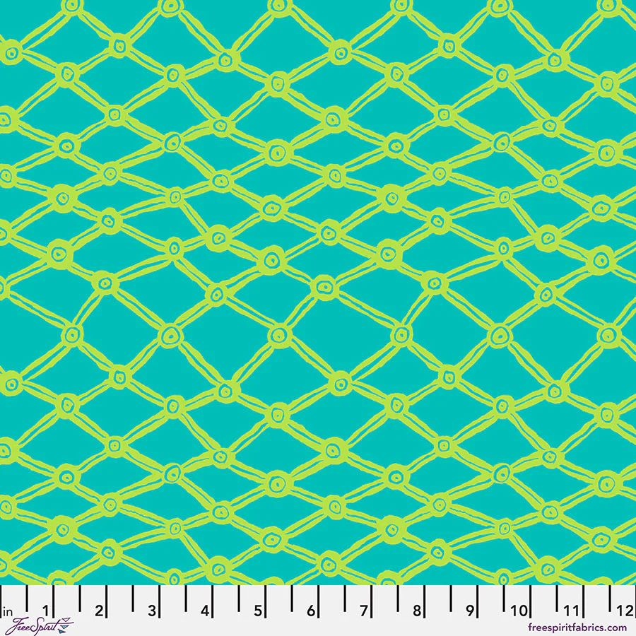 Free Spirit Kaffe Fassett Collective PWBM036 Aqua Nets By The Yard