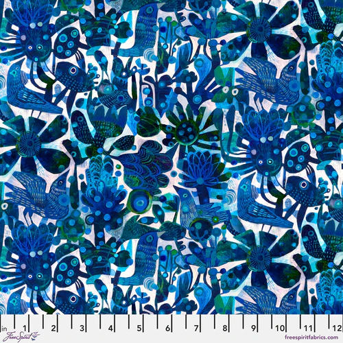 Free Spirit PWES029 Ultramarine Blue Birds By The Yard