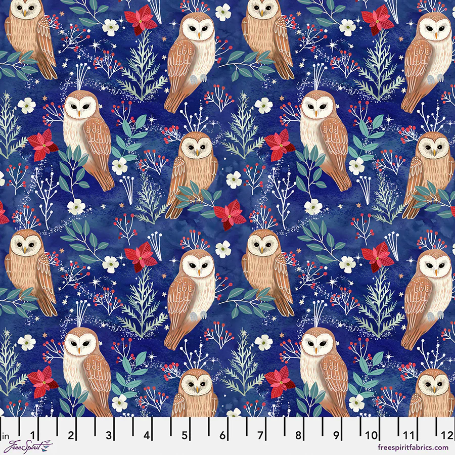 Free Spirit Christmas Cabin PWMC089 Blue Owl Magic By The Yard
