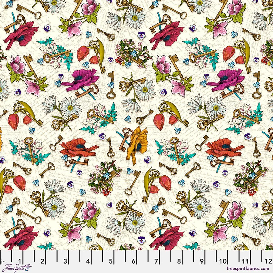 Free Spirit PWOB104 Cream Keys To Secrets By The Yard