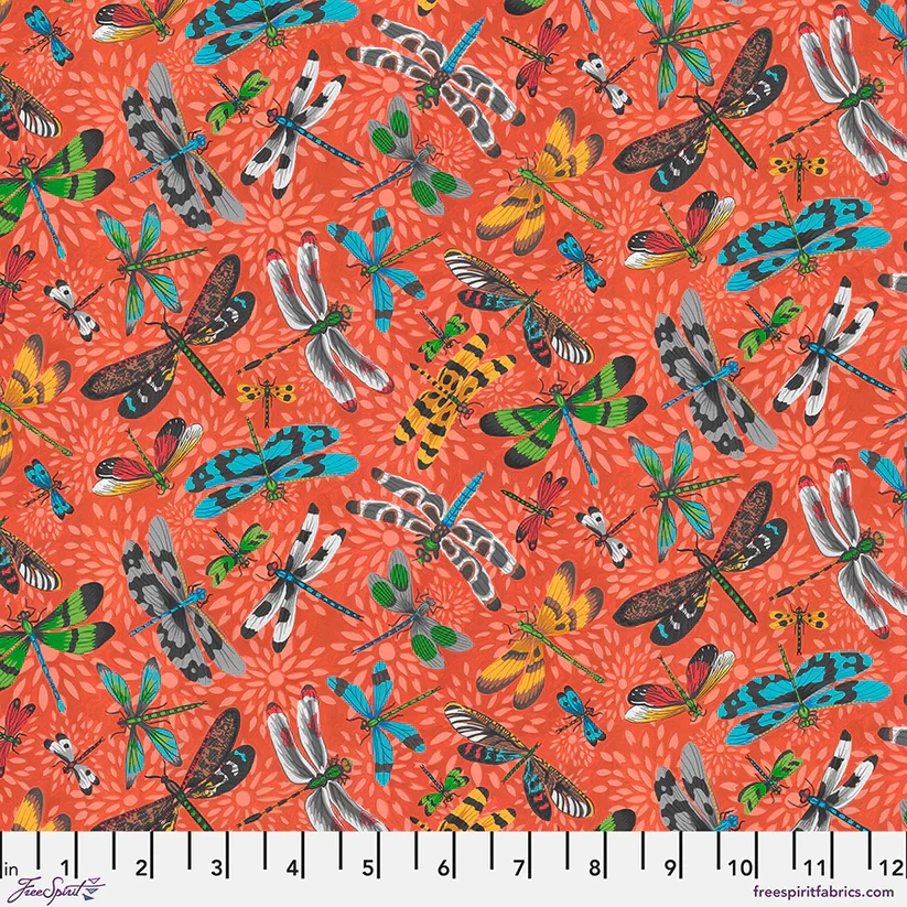 Free Spirit Utopia PWSL149 Tangerine Dragonflies By The Yard