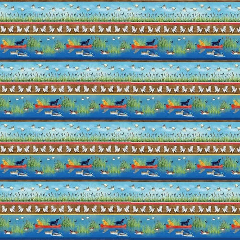 Henry Glass & Co. Dockside 9780 71 Multi Novelty Lake Stripe By The Yard