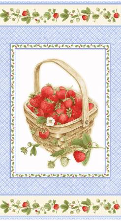 Henry Glass & Co. Strawberry Garden 509P 78 Multi Strawberry 24" PANEL By The PANEL (Not Strictly By The Yard)