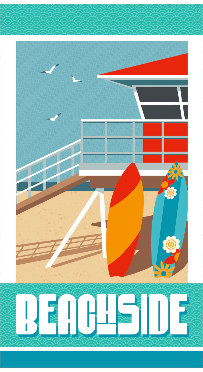 Henry Glass & Co. Surf's Up 1167P 11 Multi Beach 24" PANEL By The PANEL (Not Strictly By The Yard)