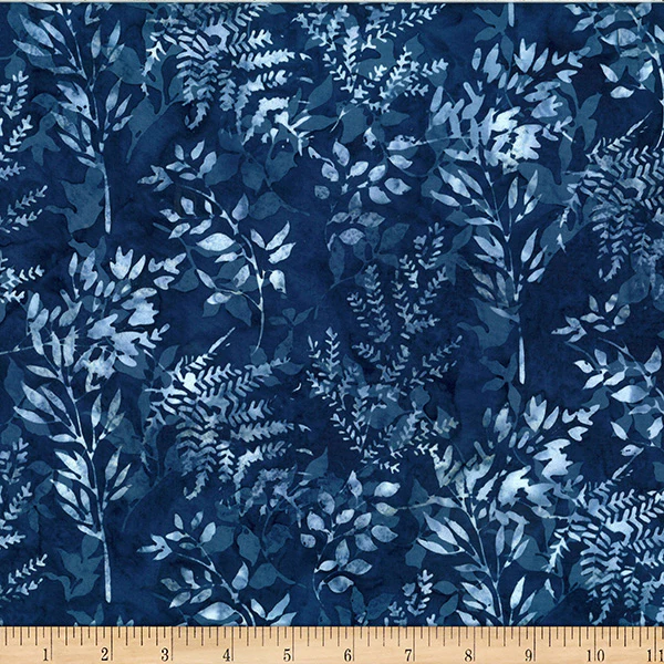 Hoffman Bali Batik X2627 19 Navy Leafy Branches By The Yard