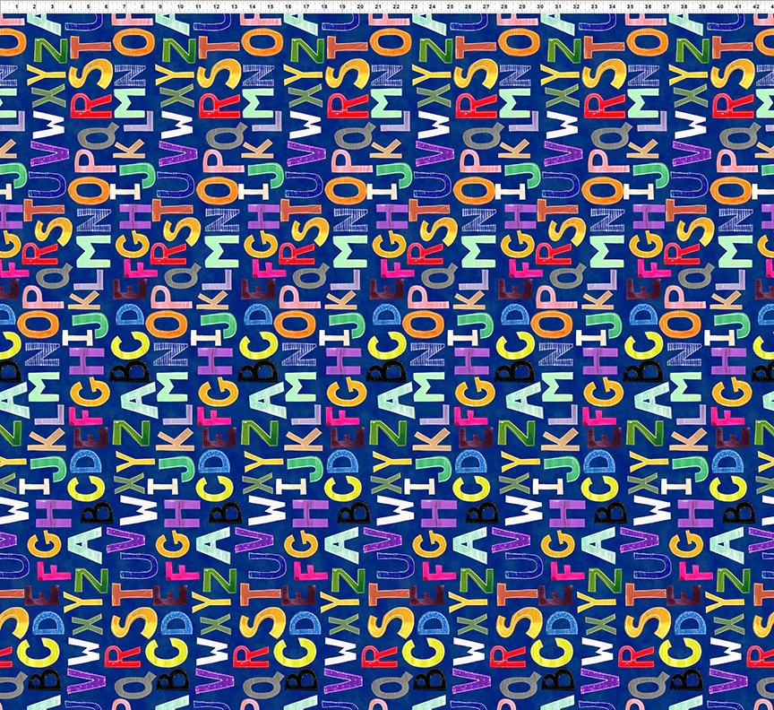 In The Beginning ABC's Of Color 5JHW 1 Navy Alphabet By The Yard