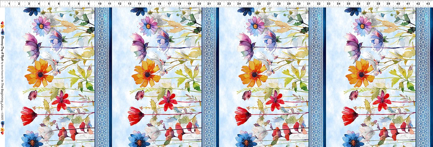 In The Beginning Blooming Day & Night 1BDN 2 Blue Border By The Yard - Image 2