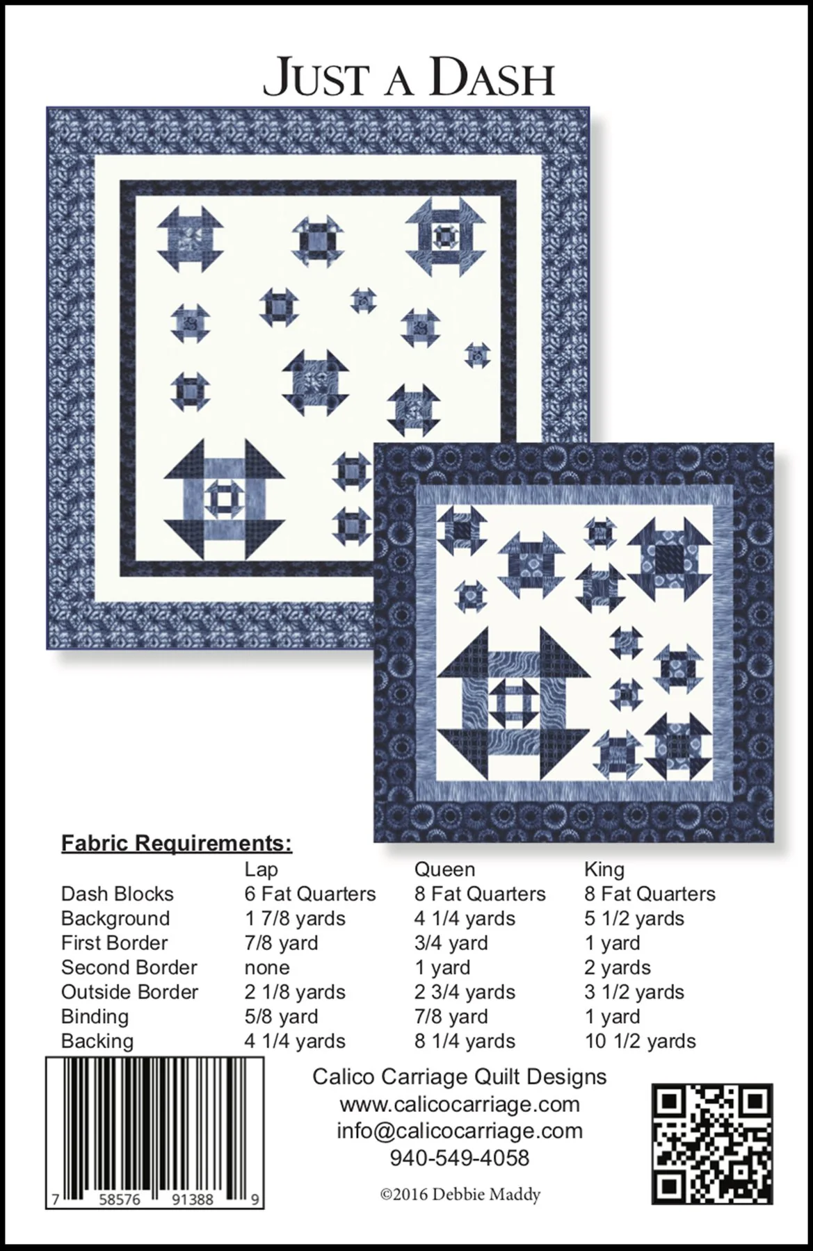JUST A DASH - Calico Carriage Quilt Designs Pattern CCQD161 - Image 2