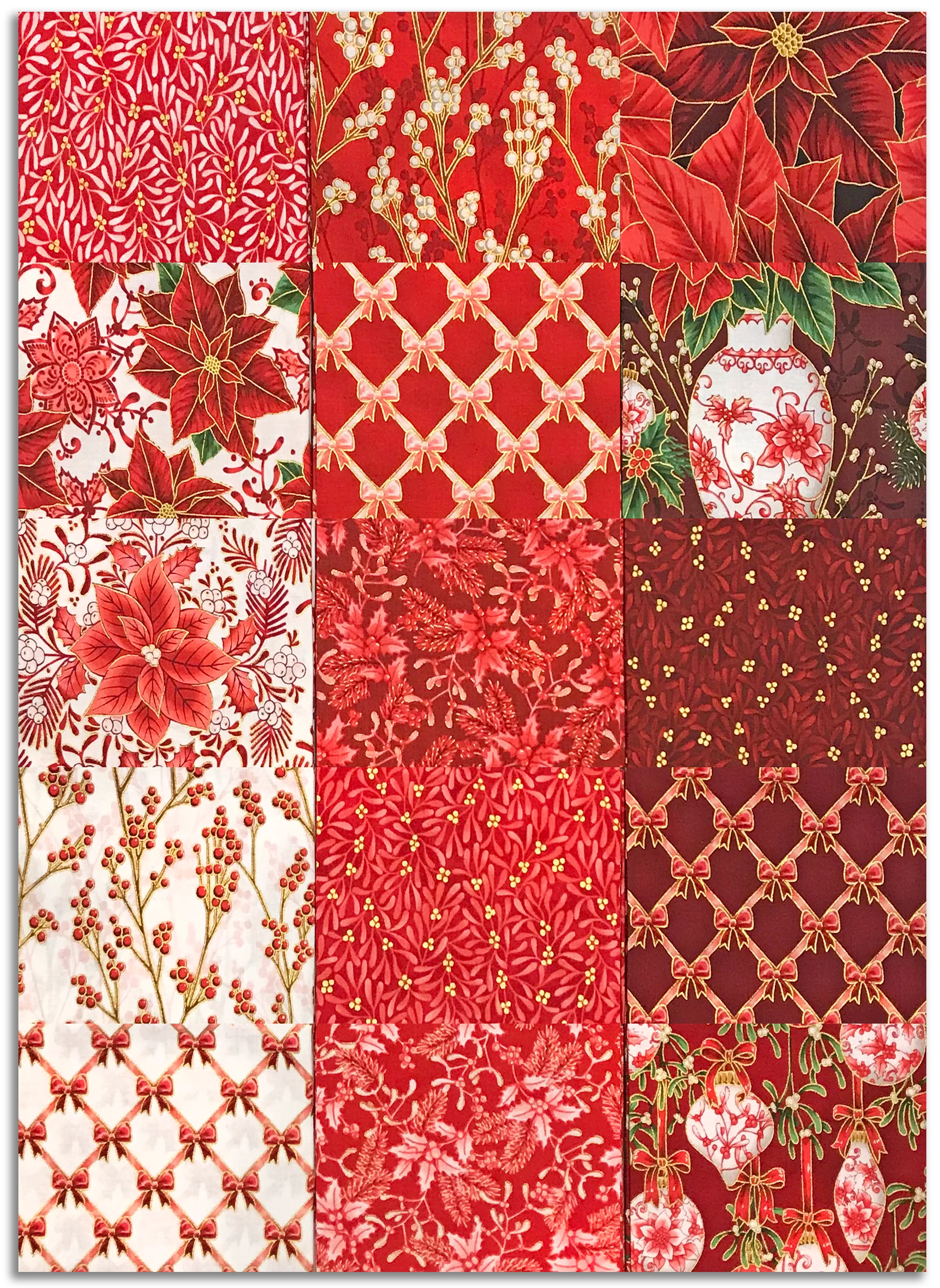 Kaufman Pre-Cuts 15 Piece Fat Quarter Bundle - 2140 15 - Holiday Flourish: Festive Finery - CANDY CANE - Image 2