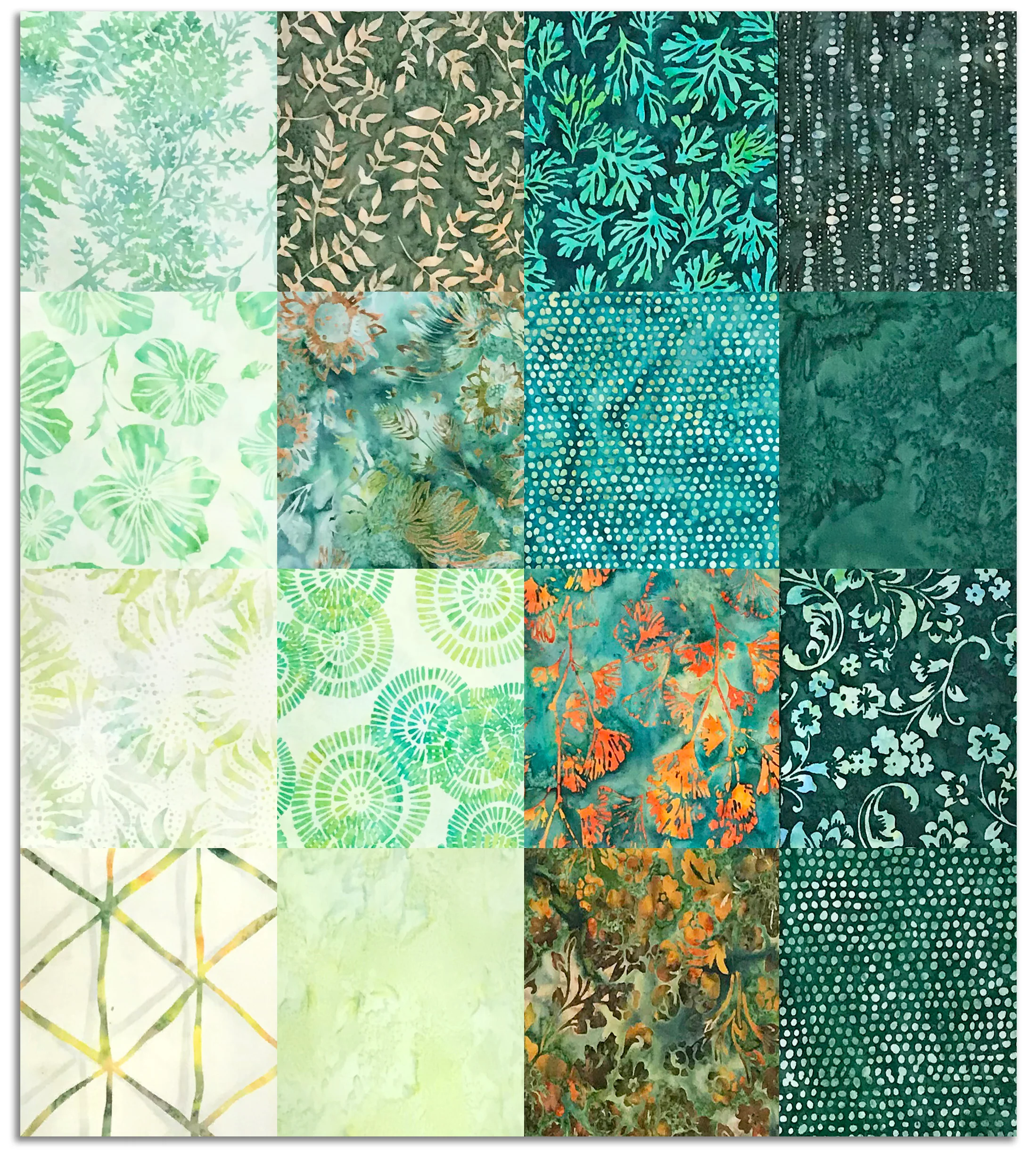 Matt's Hand-Cut Hoffman Batiks Pre-Cut 16 Piece Fat Quarter Bundle - Shamrock - Image 2