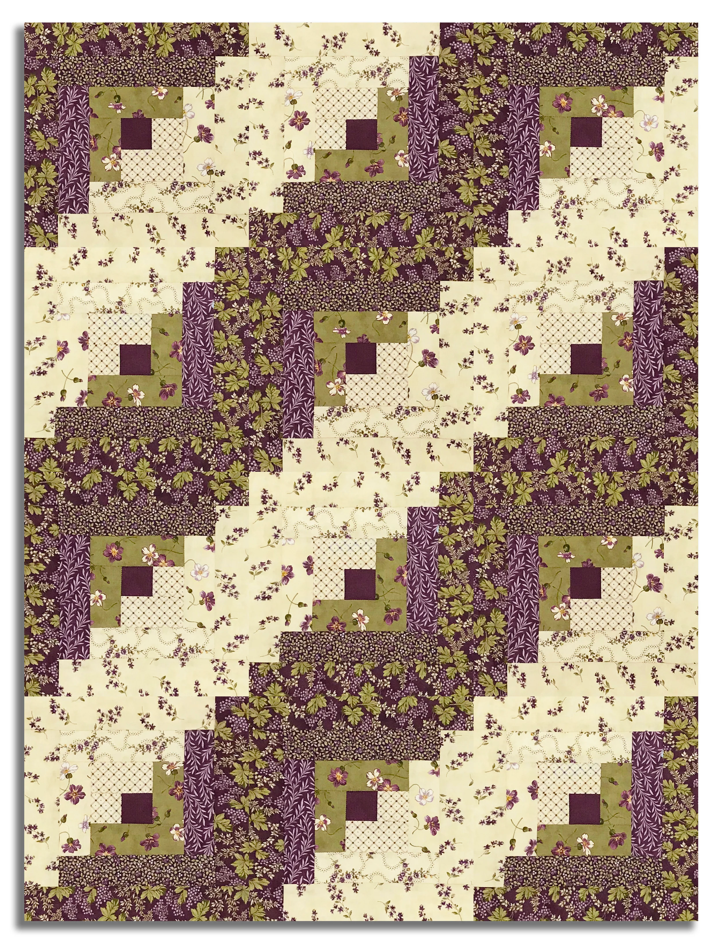 Moda Pre-cut 12 Block Log Cabin Quilt Kit - Collection For A Cause: Essence - Plum - Image 3