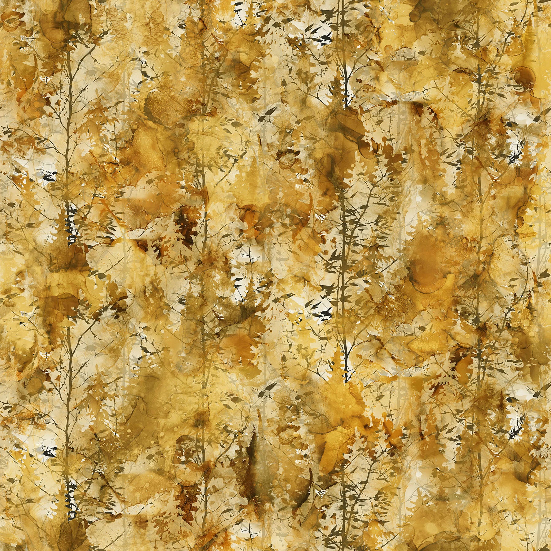 Northcott Digital - Misty Morning DP28650 54 Ochre Multi Trees By The Yard