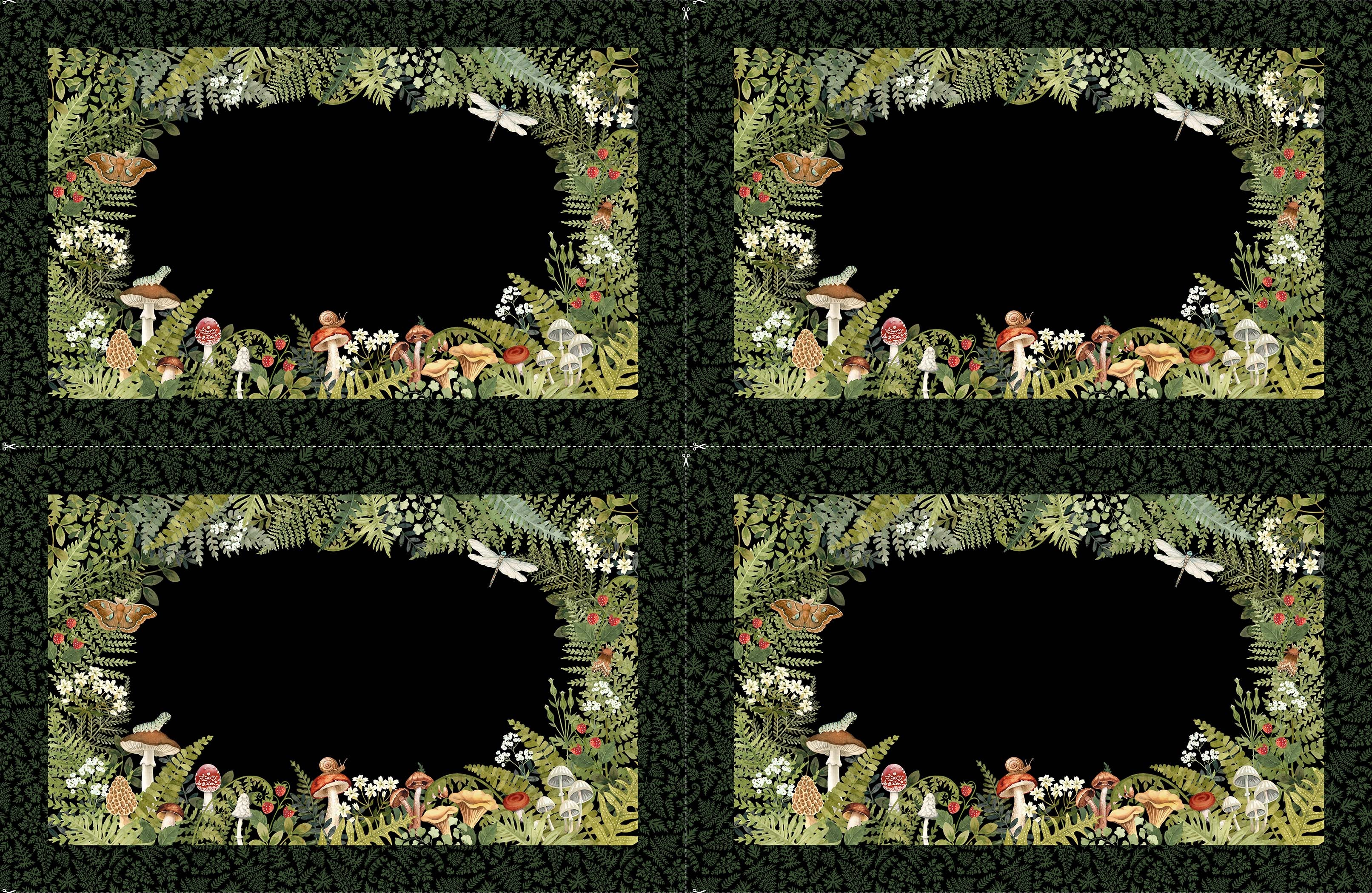 Northcott Digital - Wild Harvest DP27519 99 Black Placemats 24" PANEL By The PANEL (Not Strictly By The Yard)