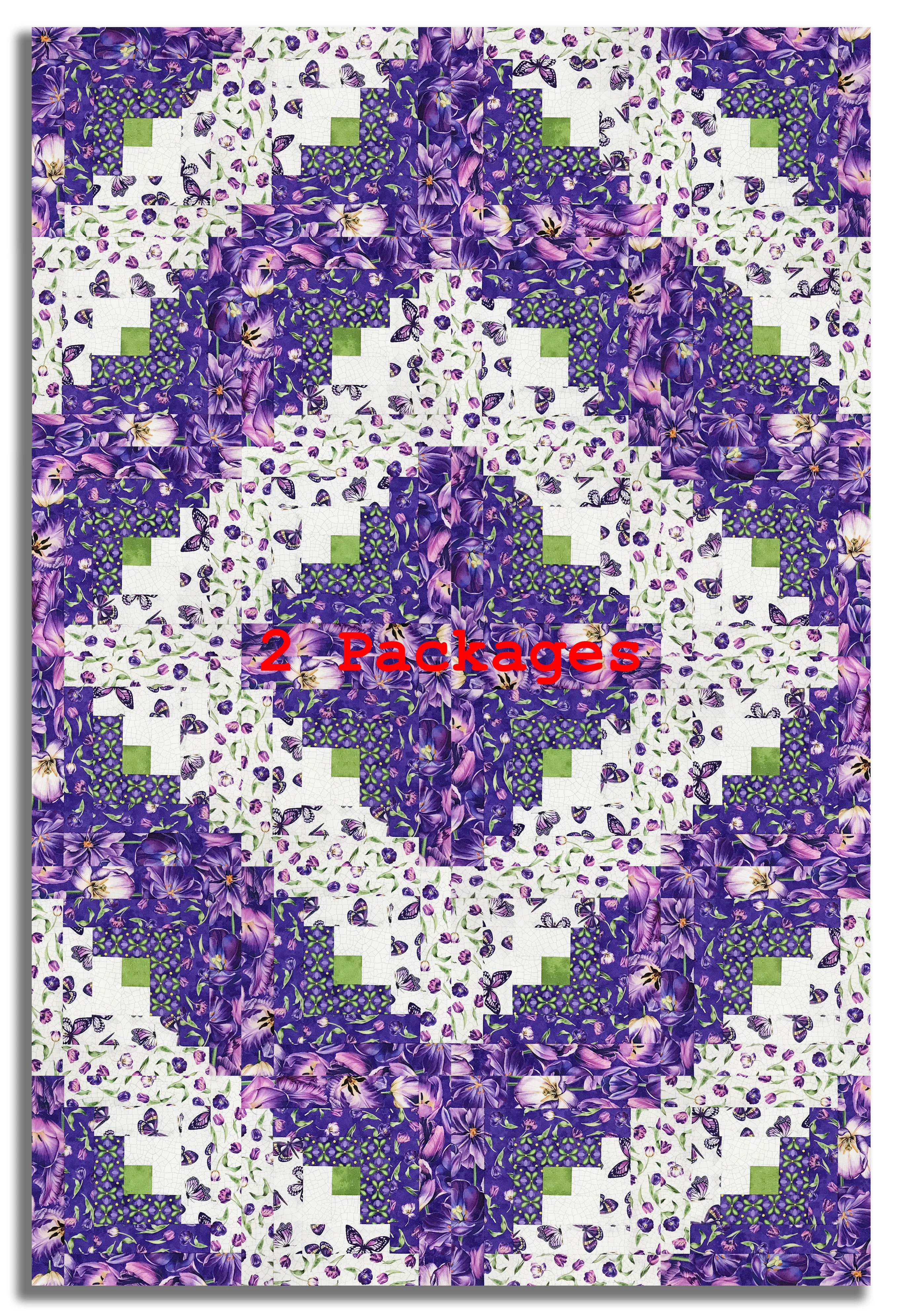 Northcott Pre-Cut 12 Block Log Cabin Quilt Kit - Tulip Garden - Image 4