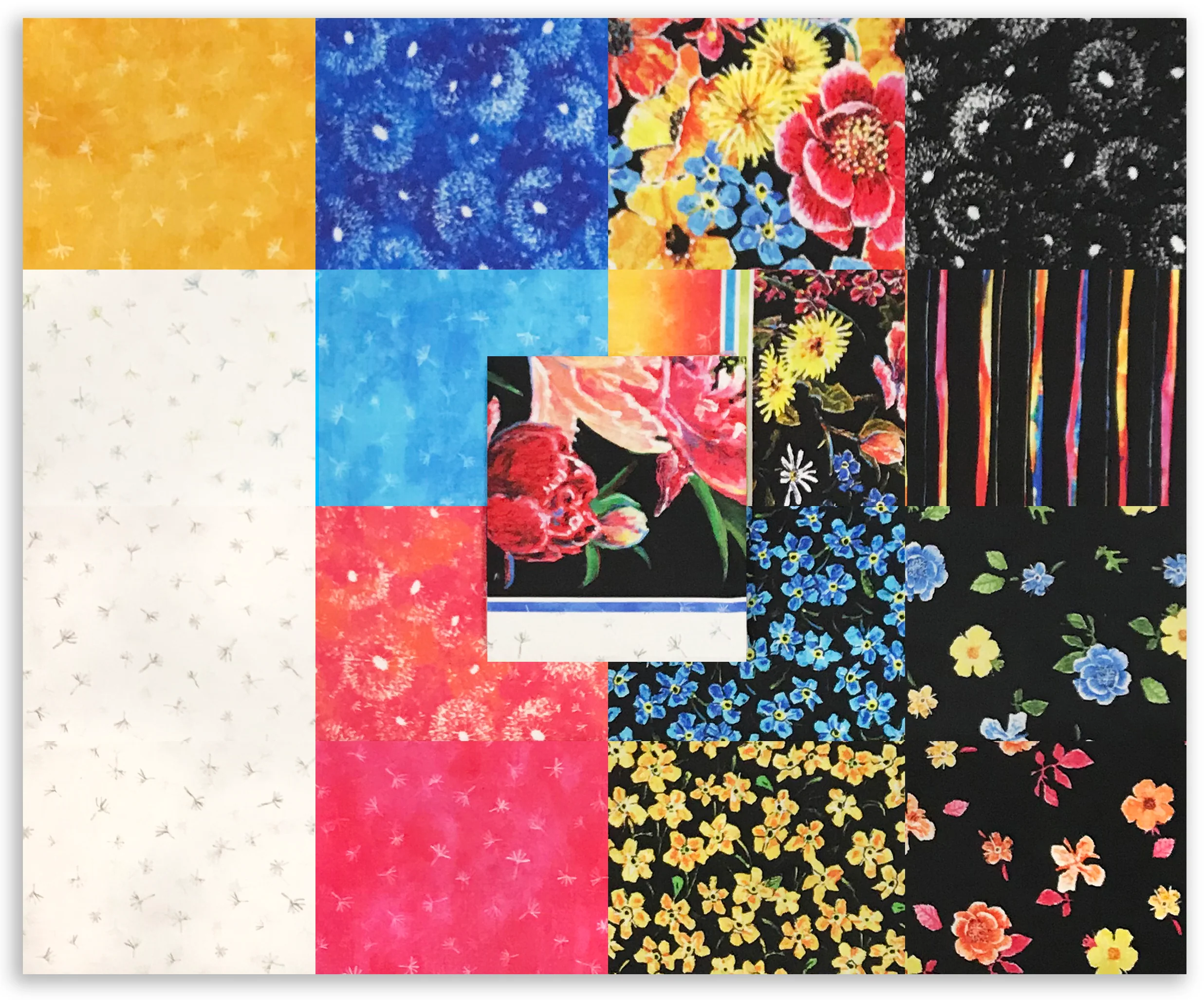 P&B Textiles Pre-Cut 17 Piece Fat Quarter Bundle w/Panel - Jona's Garden - Image 3