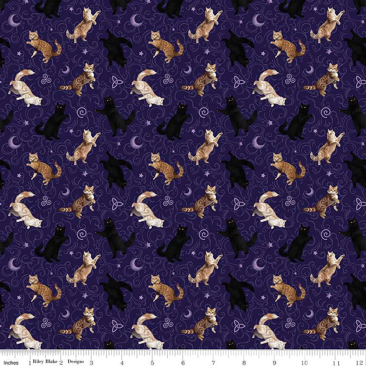 Riley Blake Celtic Cats CD16584 Purple Cats By The Yard