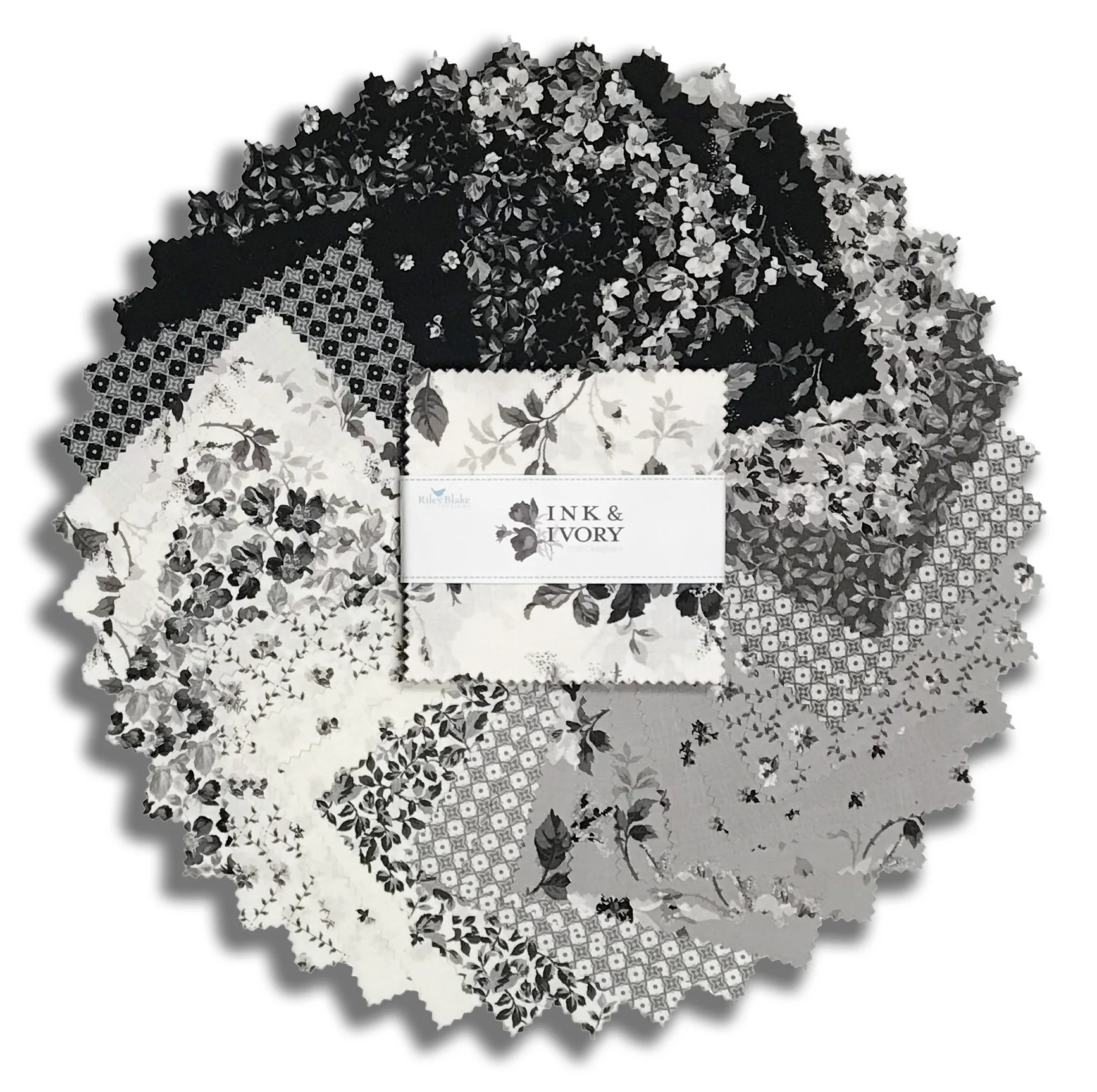 Riley Blake Pre-Cut 42 Piece 5" Stacker Charm Squares 16910 42 - Ink & Ivory