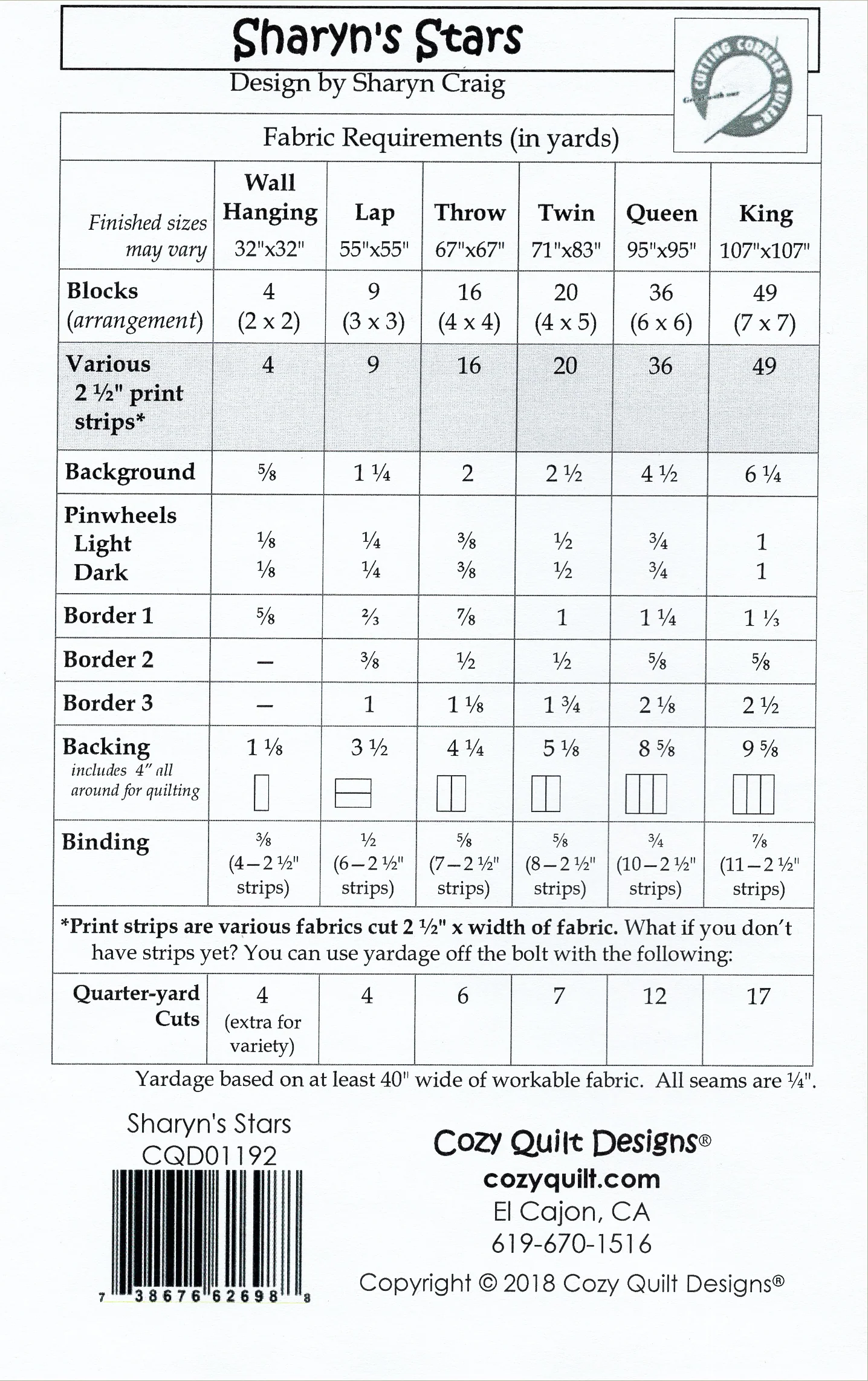 SHARYN'S STARS - Cozy Quilt Designs Pattern - Image 2