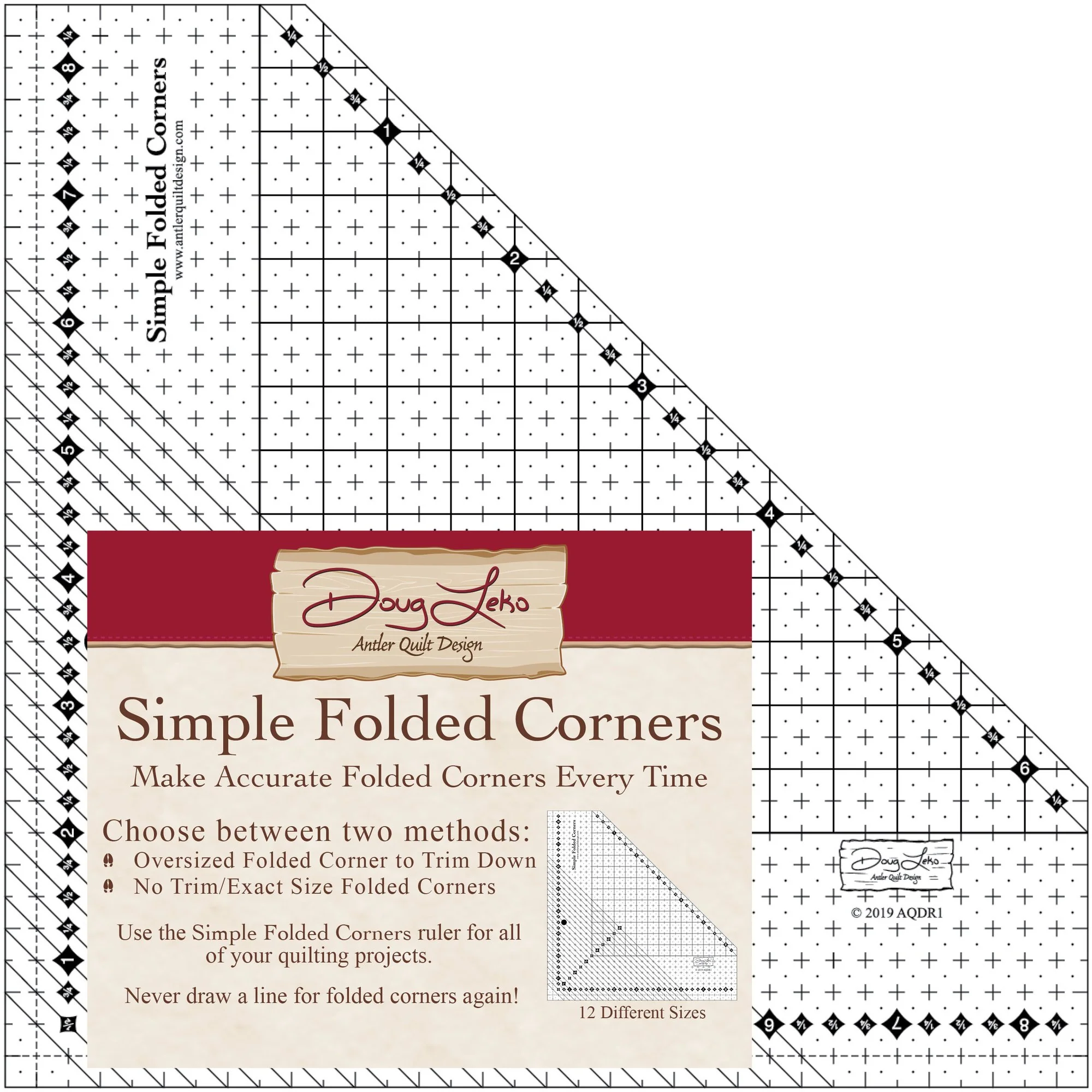 Simple Folded Corners Ruler - Antler Quilt Design AQDR1