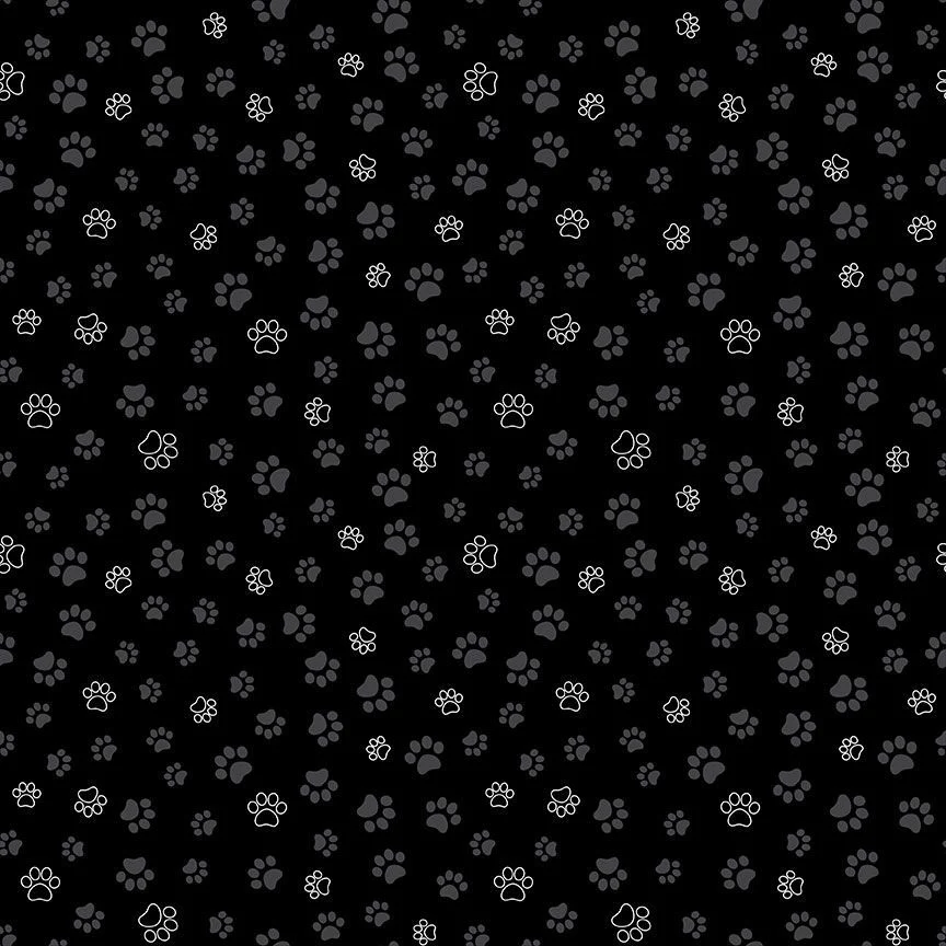 Timeless Treasures - Smitten Kitten CD2574 Black Cat Paws By The Yard