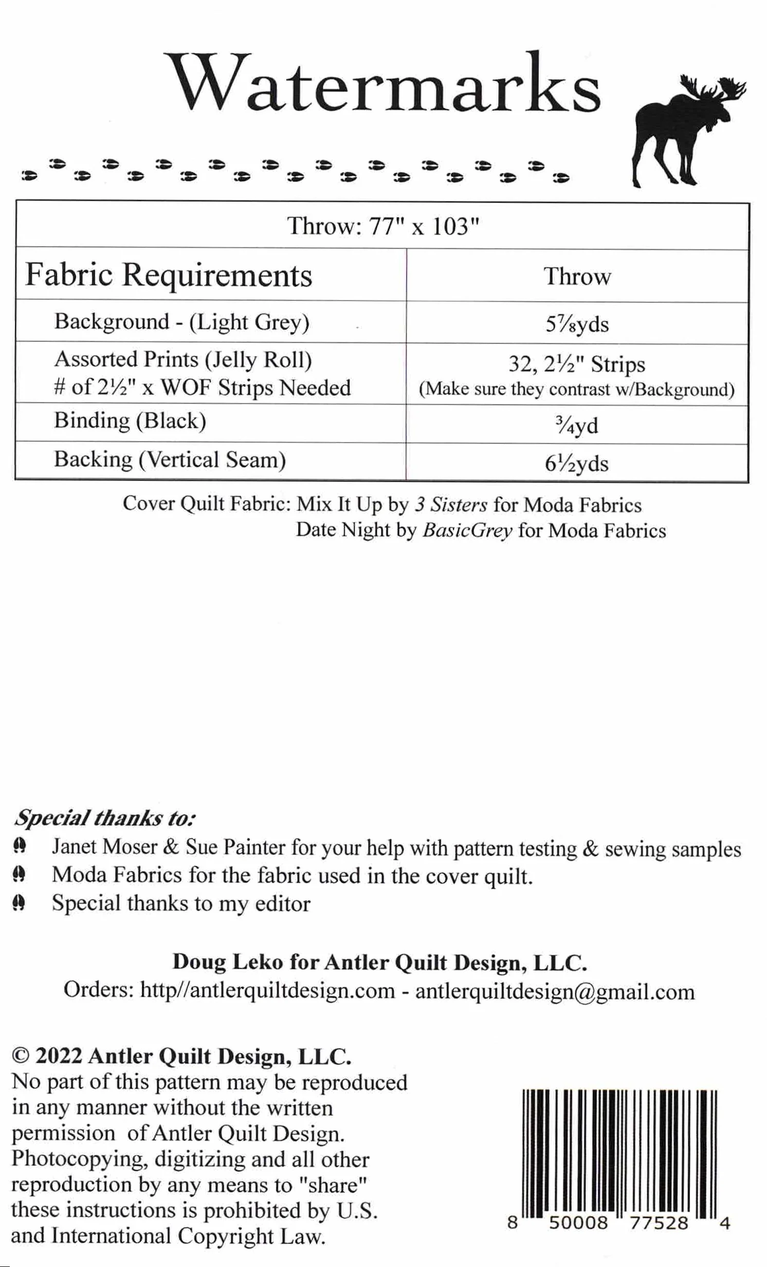WATERMARKS - Antler Quilt Design's Quilt Pattern 0290 - Image 2