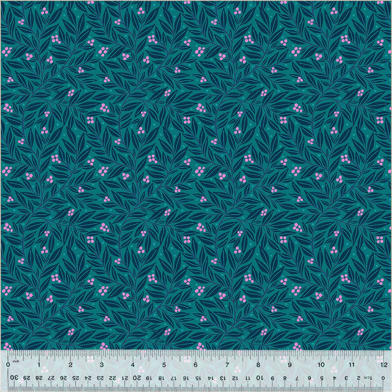 Windham Dayspring 54802 5 Teal Vines & Berries By The Yard