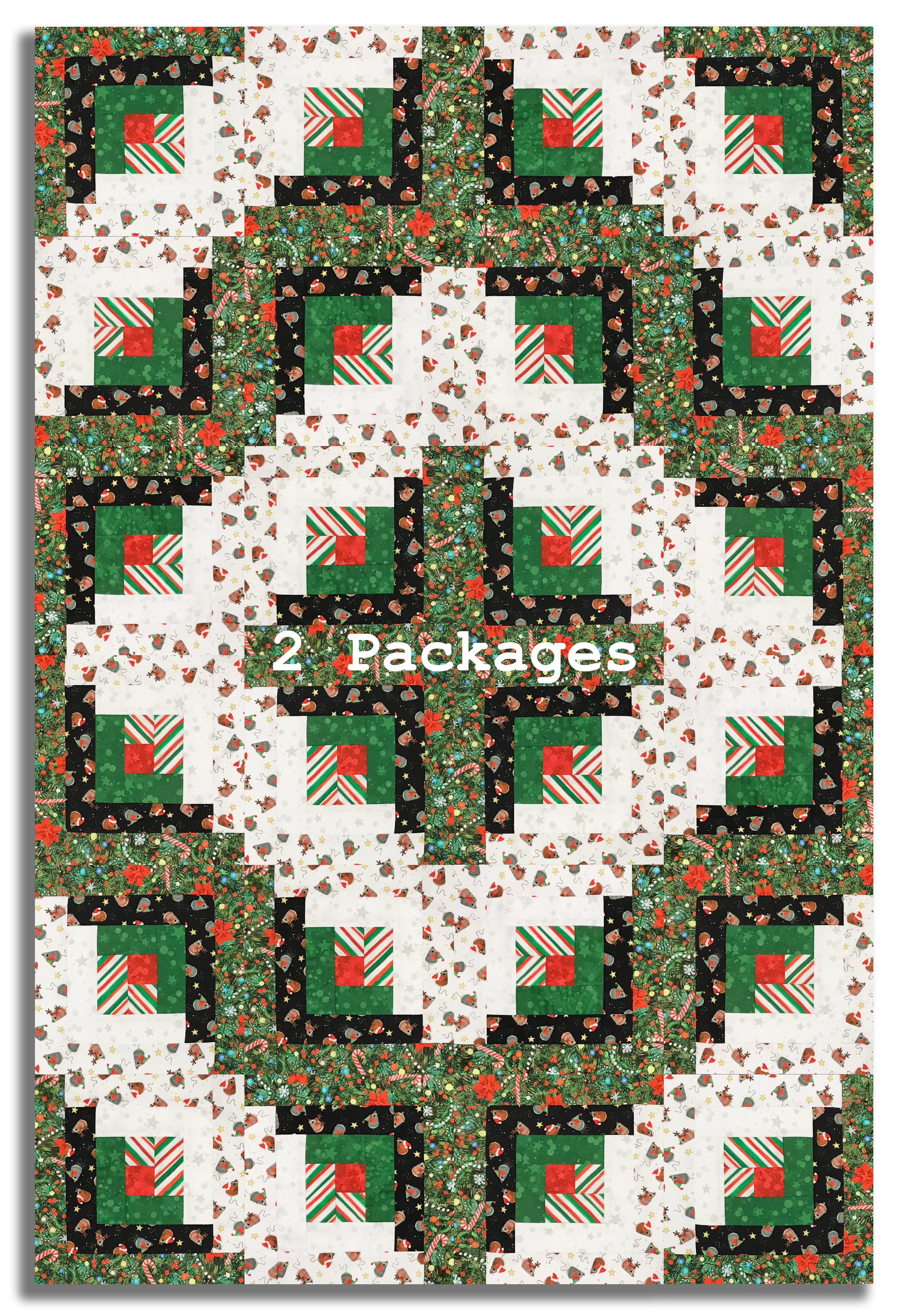 Windham Pre-Cut 12 Block Log Cabin Quilt Kit - Meowy Christmas - Image 4